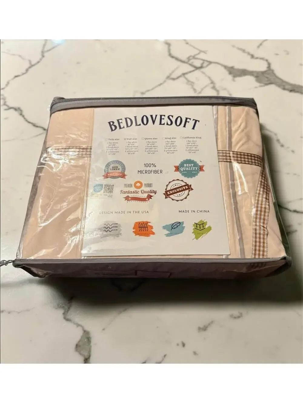 Full Size Apricot Microfiber Sheet Set - Brand New in Package